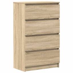 Berkfield Home Sideboard Sonoma Oak 60x35x98.5 cm Engineered Wood in Light Tan - thumbnail 1