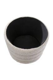Living and Home Beige Upholstered Round Storage Ottoman for Bedroom Living Room and Makeup Room - thumbnail 8
