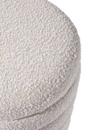 Living and Home Beige Upholstered Round Storage Ottoman for Bedroom Living Room and Makeup Room - thumbnail 9