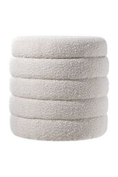 Living and Home Beige Upholstered Round Storage Ottoman for Bedroom Living Room and Makeup Room - thumbnail 7