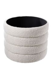 Living and Home Beige Upholstered Round Storage Ottoman for Bedroom Living Room and Makeup Room - thumbnail 4
