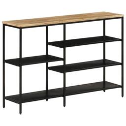 Berkfield Home Beautiful Console Table 110x30x75 cm Solid Rough Mango Wood & Iron in Brown - Size: 110 x 30 x 75 cm - thumbnail 2
