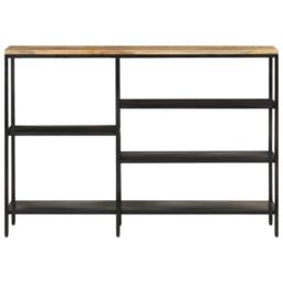 Berkfield Home Beautiful Console Table 110x30x75 cm Solid Rough Mango Wood & Iron in Brown - Size: 110 x 30 x 75 cm - thumbnail 3