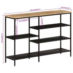 Berkfield Home Beautiful Console Table 110x30x75 cm Solid Rough Mango Wood & Iron in Brown - Size: 110 x 30 x 75 cm - thumbnail 8