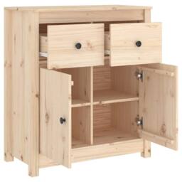 Berkfield Home Sideboard 70x35x80 cm Solid Wood Pine in Light Tan - Size: 70 x 35 x 80 cm - thumbnail 6
