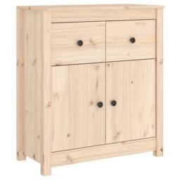 Berkfield Home Sideboard 70x35x80 cm Solid Wood Pine in Light Tan - Size: 70 x 35 x 80 cm - thumbnail 3