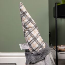 Samuel Alexander 73cm Grey Sitting Christmas Gonk Decoration with Tartan Hat & Dangly Legs - thumbnail 4