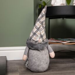 Samuel Alexander 73cm Grey Sitting Christmas Gonk Decoration with Tartan Hat & Dangly Legs - thumbnail 3