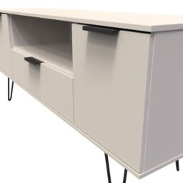 Ready Assembled 2 U Fuji 2 Door 1 Drawer Wide TV Unit (Ready Assembled) in Taupe - thumbnail 4