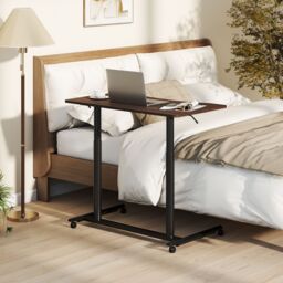 Costway Mobile Standing Desk C-Shaped Sit Stand Desk w/Adjustable Height in Brown - thumbnail 3