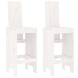 Berkfield Home 3 Piece Garden Bar Set White Solid Wood Pine - thumbnail 3
