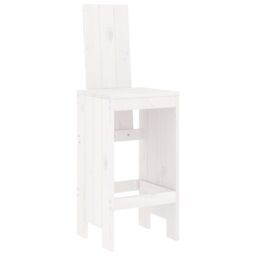 Berkfield Home 3 Piece Garden Bar Set White Solid Wood Pine - thumbnail 4