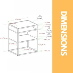 Pirlo Plush Industrial Square Side Table With Open Storage in Light Brown - thumbnail 5