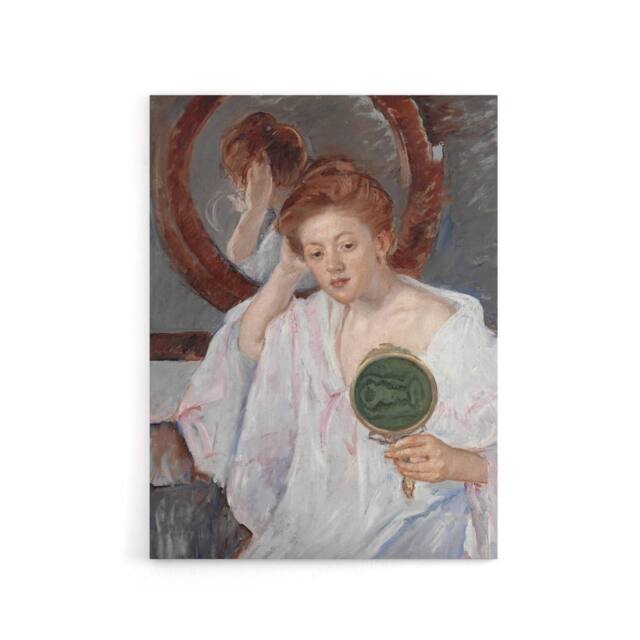 "Artery8 Denise at Her Dressing Table Cassatt Vintage Canvas Wall Art in Green - Size: W18"" x H24""" - image 1