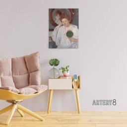 "Artery8 Denise at Her Dressing Table Cassatt Vintage Canvas Wall Art in Green - Size: W18"" x H24""" - thumbnail 3