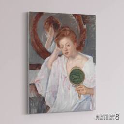 "Artery8 Denise at Her Dressing Table Cassatt Vintage Canvas Wall Art in Green - Size: W18"" x H24""" - thumbnail 2