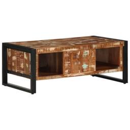 Berkfield Home Coffee Table Multicolour 90x50x36 cm Solid Wood Reclaimed - Size: 90 x 50 x 36 cm - thumbnail 5