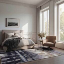 Kukoon Storm Blue & Grey Modern Abstract Machine Washable Soft Area Rug - Size: 60 cm x 240 cm - thumbnail 3