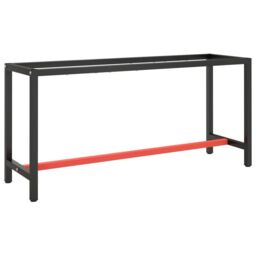 Berkfield Home Work Bench Frame Matte Black & Matte Red 170x50x79 cm Metal - Size: 170 x 50 x 79 cm