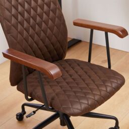 FURNITURE ONE Office Chair, Padded Swivel Armchair with Wheel, Adjustable Height 1 Pack in Brown - thumbnail 7