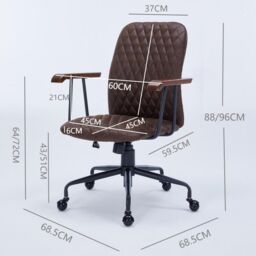 FURNITURE ONE Office Chair, Padded Swivel Armchair with Wheel, Adjustable Height 1 Pack in Brown - thumbnail 2
