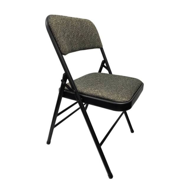 EONLION Grey New Deluxe Steel Folding Office Chair with Fabric Padded Seat - image 1