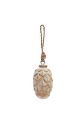 KDMD Antique White Wash Pine Cone Bauble - Holiday Tree Ornament in Brown