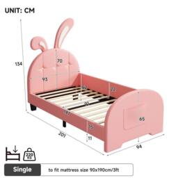 STILVORA Bed Frame 3ft Single upholstered in Pink - Size: Junior - thumbnail 4