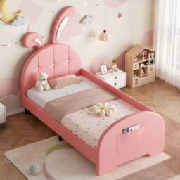 STILVORA Bed Frame 3ft Single upholstered in Pink - Size: Junior - thumbnail 2