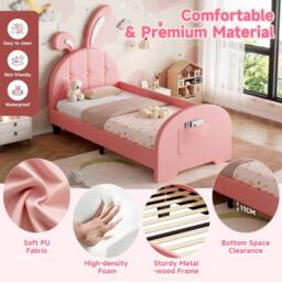 STILVORA Bed Frame 3ft Single upholstered in Pink - Size: Junior - thumbnail 6