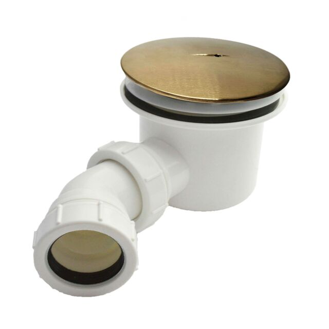 Nes Home 90mm Brass Top Fast Flow Shower Tray Waste for Shower Enclosures in Metallic Gold - image 1