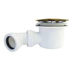 Nes Home 90mm Brass Top Fast Flow Shower Tray Waste for Shower Enclosures in Metallic Gold - thumbnail 2