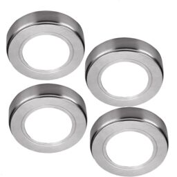 Loops 4x BRUSHED NICKEL Round Surface or Flush Under Cabinet Kitchen Light Kit - 240V Mains Powered - Natural White LED in Metallics - thumbnail 5