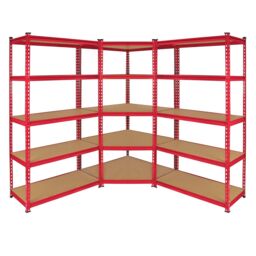 Monstershop Z-Rax 90cm Racking Bundle: Corner Shelving & 2 Garage Racking Bays in Red - thumbnail 1
