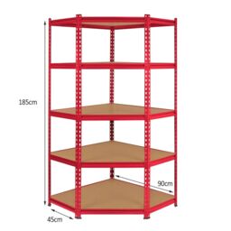 Monstershop Z-Rax 90cm Racking Bundle: Corner Shelving & 2 Garage Racking Bays in Red - thumbnail 4