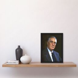 Artery8 US President Franklin D Roosevelt Portrait Photo Artwork Framed Wall Art Print A4 in Black - thumbnail 2