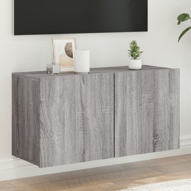 Berkfield Home TV Cabinet Wall-mounted Grey Sonoma 80x30x41 cm - Size: 80 x 30 x 41 cm - image 1