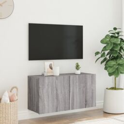 Berkfield Home TV Cabinet Wall-mounted Grey Sonoma 80x30x41 cm - Size: 80 x 30 x 41 cm - thumbnail 3