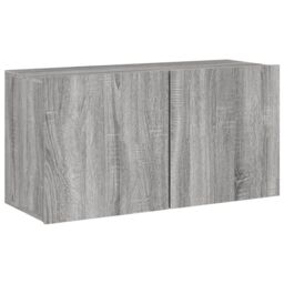 Berkfield Home TV Cabinet Wall-mounted Grey Sonoma 80x30x41 cm - Size: 80 x 30 x 41 cm - thumbnail 2