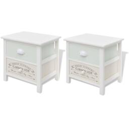 Berkfield Home Classic French Bedside Cabinets 2 pcs Wood in White - thumbnail 3