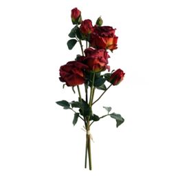 Leaf 60cm Artificial Red Rose & Eucalyptus Glass Diamond Vase - thumbnail 2