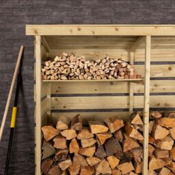 Charles Bentley Nordic Spruce Wood Double Log Store Firewood Storage Heavy in Natural - thumbnail 2