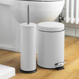 Harbour Housewares 2x Round Bathroom Pedal Bins - 3L Stainless Steel Slim Rubbish Dustbin in Off-White - thumbnail 7