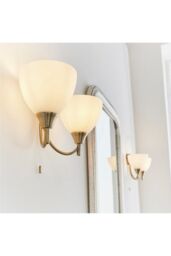 Netlighting Alton 2 Light Indoor Wall Light Antique Brass with Opal Glass E14 in Gold - thumbnail 3