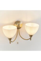Netlighting Alton 2 Light Indoor Wall Light Antique Brass with Opal Glass E14 in Gold - thumbnail 2