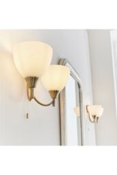 Netlighting Alton 2 Light Indoor Wall Light Antique Brass with Opal Glass E14 in Gold - thumbnail 4