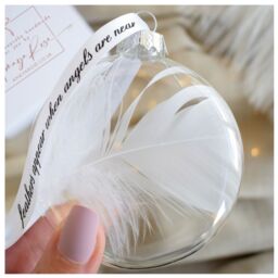 Amaya Rose Ltd In Memory of Feather Round Bauble Gift Boxed. Plain Christmas decor in Clear - thumbnail 2