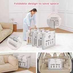 Dprodo Foldable 14 Panel Baby Playpen Playhouses in Grey - thumbnail 4