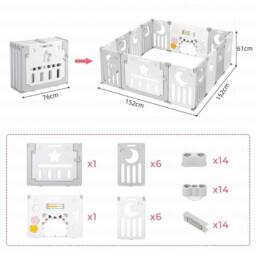 Dprodo Foldable 14 Panel Baby Playpen Playhouses in Grey - thumbnail 9
