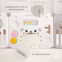 Dprodo Foldable 14 Panel Baby Playpen Playhouses in Grey - thumbnail 5